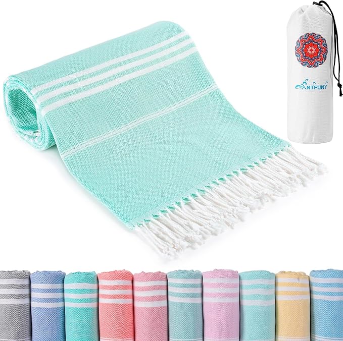 Antfuny Turkish Beach Towels Vacation Essentials Quick Dry Sand Free Oversized Bath Pool Swim Towel Extra Large XL Blanket...