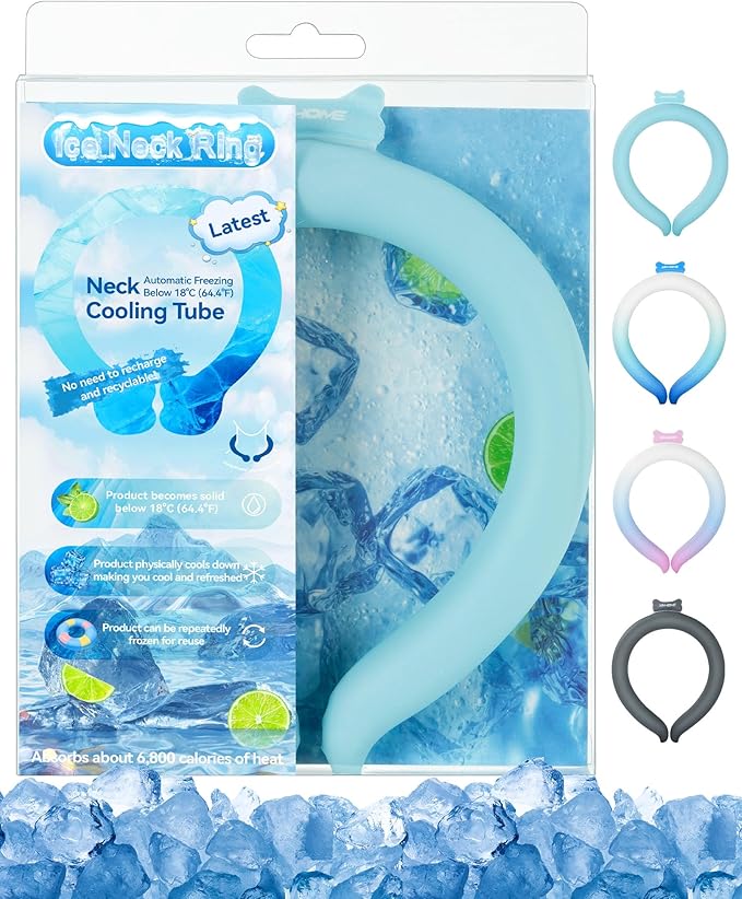 Neck Cooling Tube Wraps Ice Ring Neck Cooler Personal Ice Pack Wrap for Hot Weather Gel Reusable Wearable Gel Cooling for ...