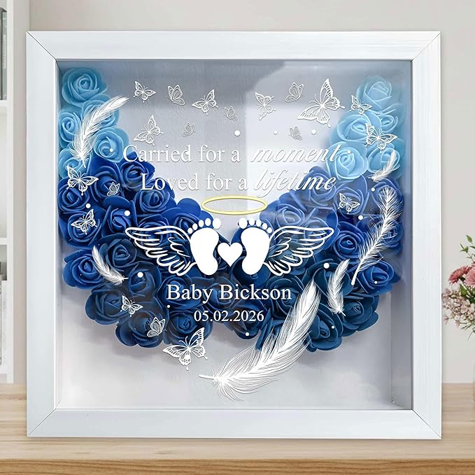 Personalized Baby Memorial Flower Shadow Box, Infant Loss Gift, Miscarriage Lover Gift, Baby Memorial Keepsake, Baby Loss ...
