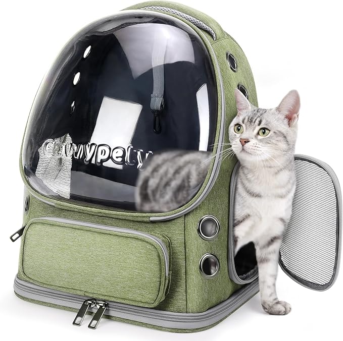 Cawypety Cat Backpack Carrier, Breathable Cat Carrier Large Space Bubble Pet Backpack for Kitty Small Dog up to 15lbs, Tra...