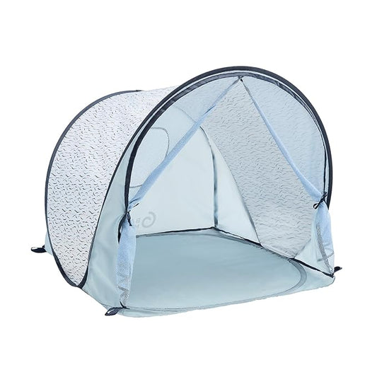 Babymoov Anti-UV Baby & Toddler Beach Tent UPF 50+ Sun Protection with Pop Up System for Easy Use & Transport, Blue Waves...