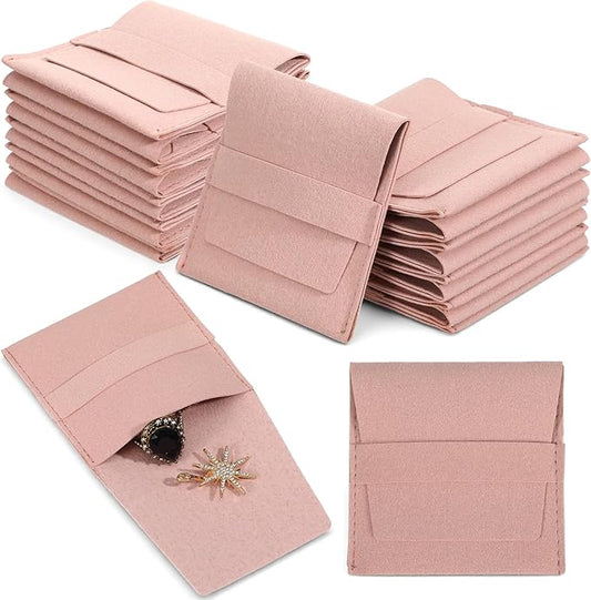 MAQUITA 40 Pcs Small Microfiber Jewelry Pouch Gift Bulk with Band, Jewelry Packaging Bag Luxury Small Gift Bags Tiny Micro...