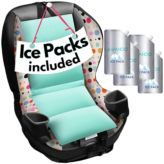 Swanoo Car Seat Cooling Pad, Stroller Cooling Pad with Ice Pack for Babies Toddler and Kids, Sun and Heat Cover Protector ...
