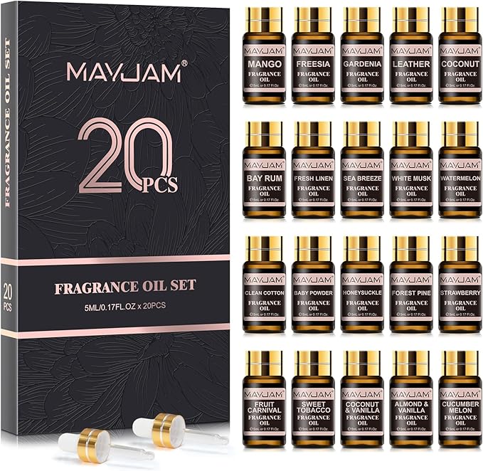 MAYJAM Fragrance Oil Gift Set, Top 20 Essential Oils Variety Pack for Diffusers for Home, Long Lasting Scented Oils for So...