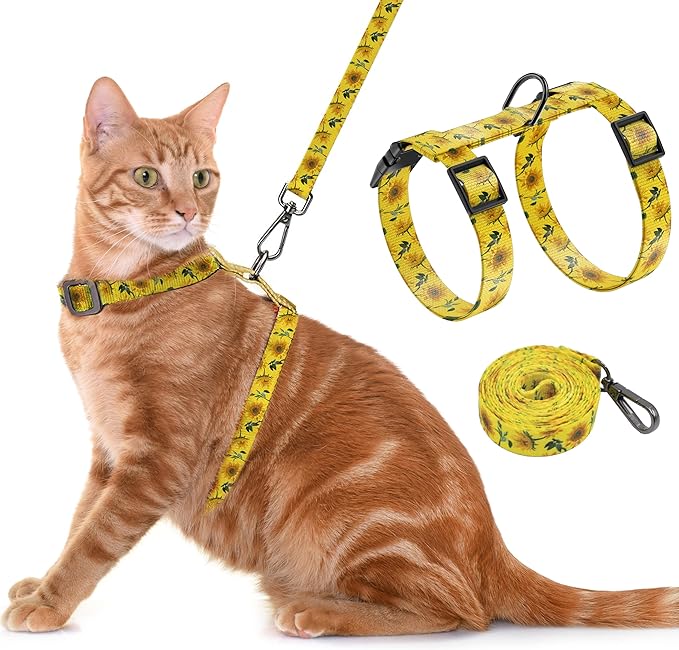 Seyezo Cat Harness and Leash Set, Adjustable Kitten Harness Escape Proof Cats Harness, Soft Lightweight Walking Travel Pet...