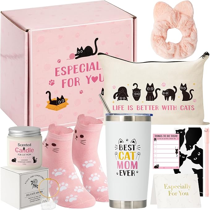 Xqumoi Cat Mom Gifts for Women - Cats Lover Gift Box for Mother's Day, Birthday, Christmas Cute Kitty Present Set for Craz...