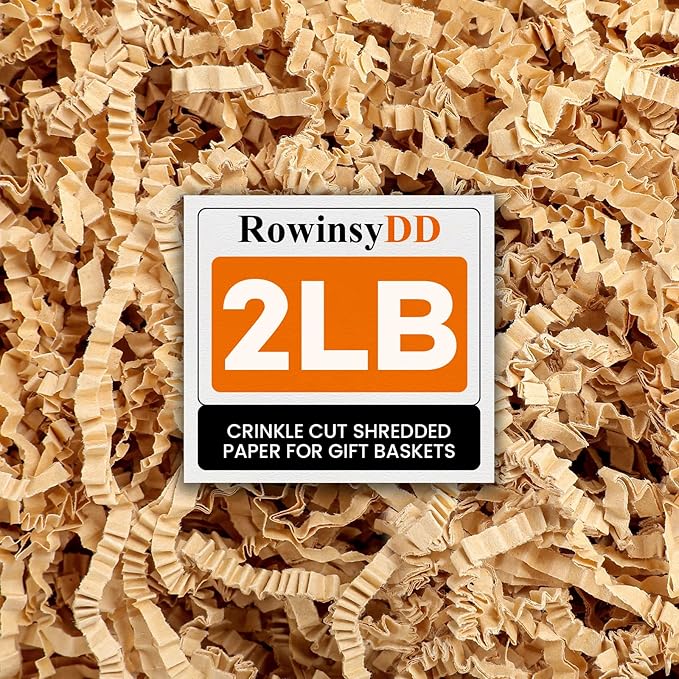 RowinsyDD 2LB Kraft Crinkle Paper Filler, Brown Cut Shredded Paper for Gift Baskets Packaging Wrapping Cushion Stuffing Bo...