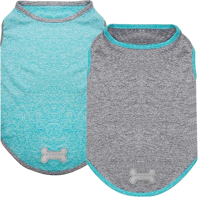 KYEESE 2 Pack Sun Protection Dog Shirts Quick Dry Soft Stretchy Dog T-Shirts with Reflective Label Tank Top Sleeveless Ves...