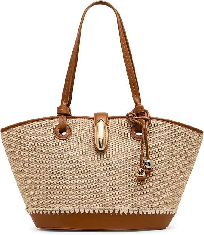 Steve Madden Bmarlin Tote Bag with Hardware, Light Natural