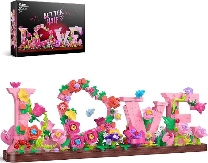 Booyuer Flower Building Set for Love, 791PCS DIY Romantic Floral Brick Kit, Graduation Gift, School Desk Decor, Room Decor...