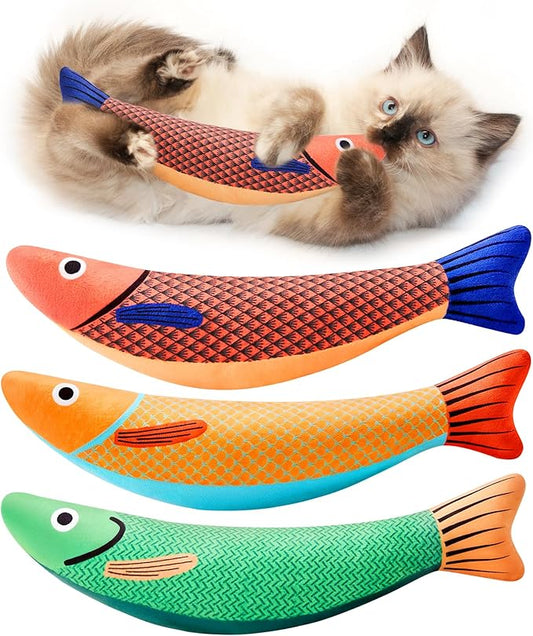 Potaroma Cat Toys Saury Fish, 3 Pack, Catnip Crinkle Sound, Soft and Durable, Interactive Kitten Kicker for Indoor Kitty E...