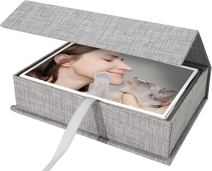 Yopih 5x7 Linen Photo Storage Box - Ideal for Preserving and Organizing Your Precious Photos, Certificates, Scrapbooking S...