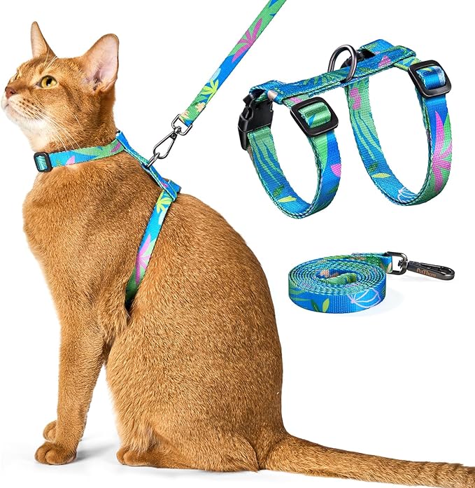 Cat Harness and Leash Set - Escape Proof Adjustable Cat Harness, Comfortable Soft Lightweight, Use Safe & Easy, Walking Tr...