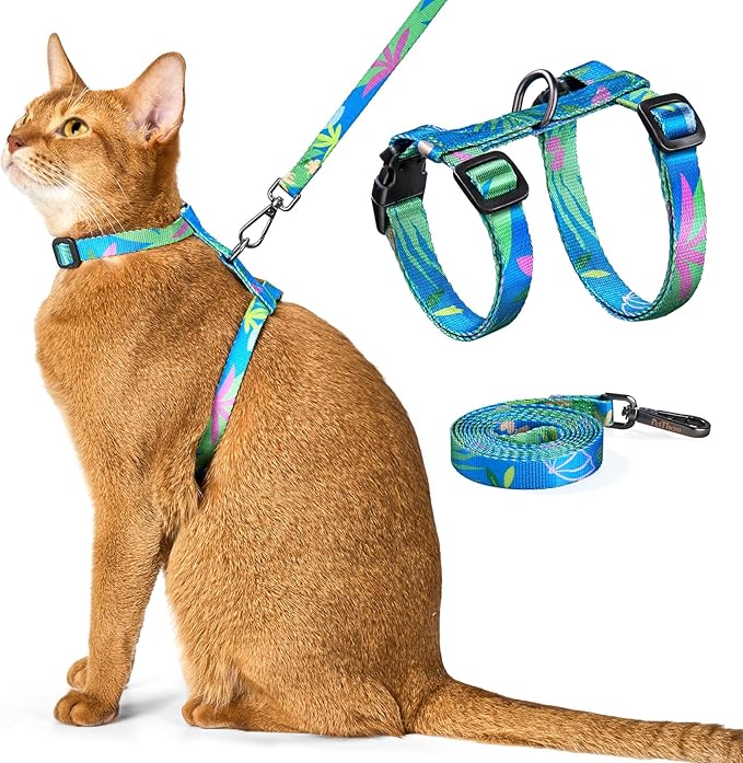 Cat Harness and Leash Set - Escape Proof Adjustable Cat Harness, Comfortable Soft Lightweight, Use Safe & Easy, Walking Tr...