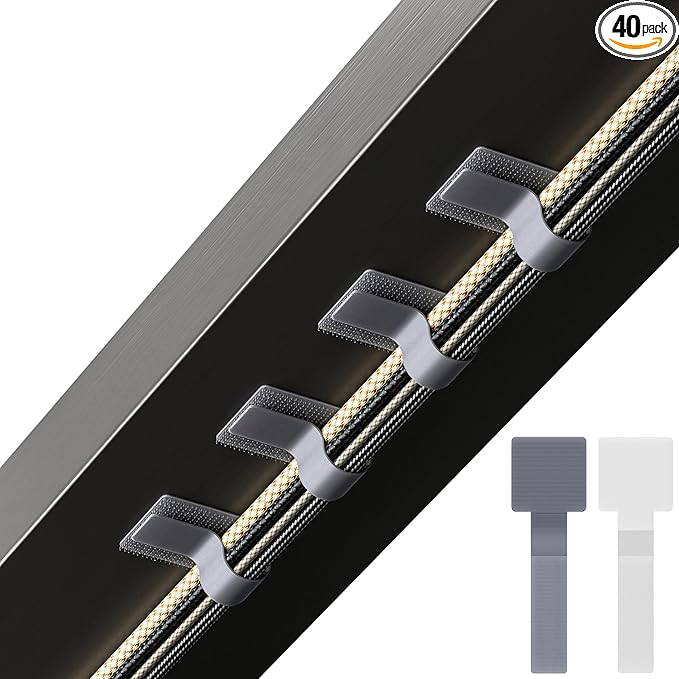 LX IntMfr. Hook and Loop Cable Ties, Self Adhesive Hook and Loop Cable Straps, Sticky-back Cord Organizer, Cable Clip, Hou...