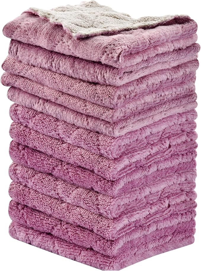 OstWony 12PCS Kitchen Towels Dish Towels, Multipurpose Reusable Dish Cloths, Double-Sided Microfiber Cleaning Rags for Fur...