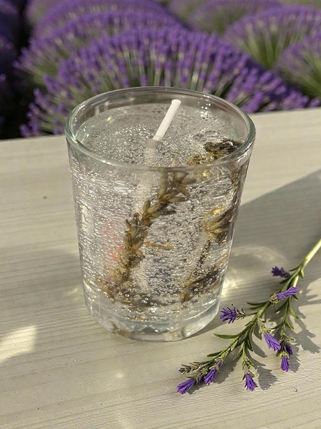 Romantic Times Scented Candle with Lavender, Clear Glass Container with Natural Botanicals, Cylindrical Shape, 2.75 x 2 In...