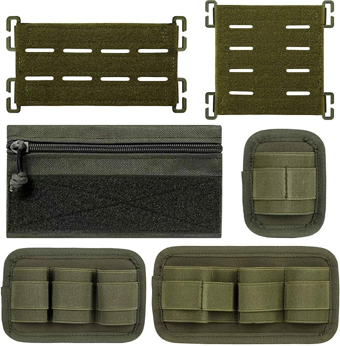 6 Piece Tactical Bag Insert Pack, Modular Elastic Loop Panel Organizers Pouch Insert Attachment with Hook Backed Fastener ...