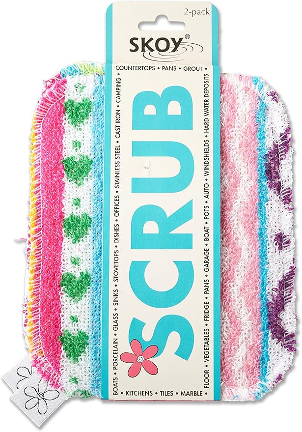 Skoy Scrub, 2-pack Reusable, Non-Scratching Dish Scrubber for Kitchen and Household Cleaning, Planet-Friendly, Dishwasher ...