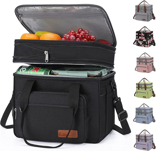 Maelstrom Lunch Box, 23L Insulated Lunch Bag, Expandable Double Deck Cooler Bag, Lightweight Leakproof Tote Bag With Side ...