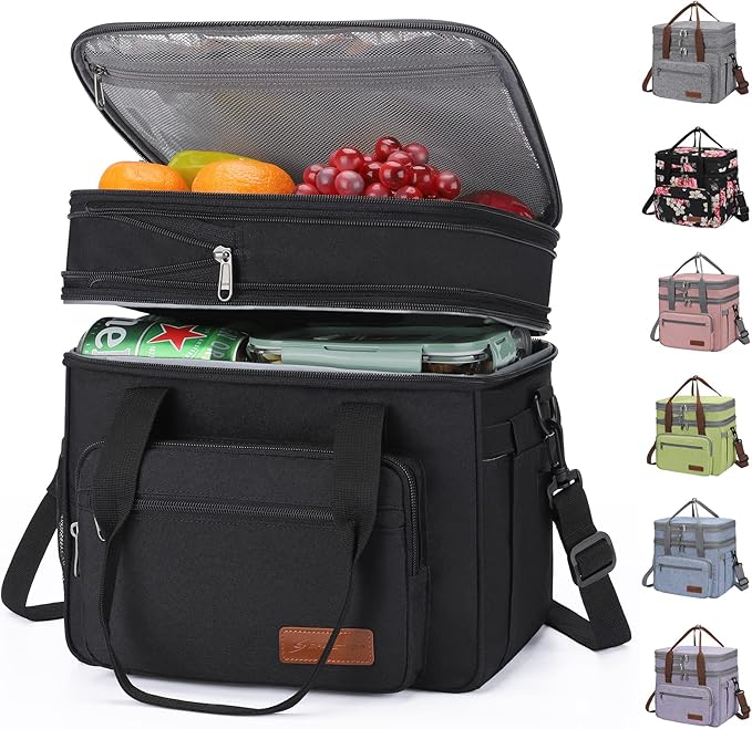 Maelstrom Lunch Box, 23L Insulated Lunch Bag, Expandable Double Deck Cooler Bag, Lightweight Leakproof Tote Bag With Side ...