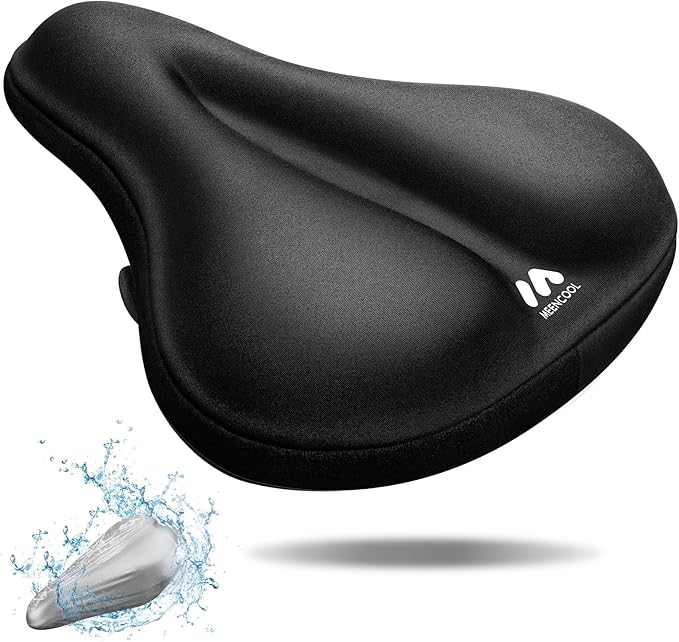 MEENCOOL Bike Seat Cushion - Gel Padded Bike Seat Cover for Men Women Comfort, Adjustable Velcro Secure Bicycle Seat Cushi...