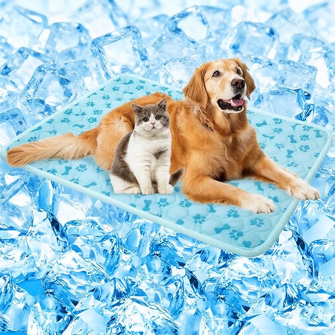 Dog Cooling Mat, Cooling Mat for Dogs - Anti-Slip 3D High Elastic Washable Cooling Pad for Dog, Large Dog Bed Mats for Cra...
