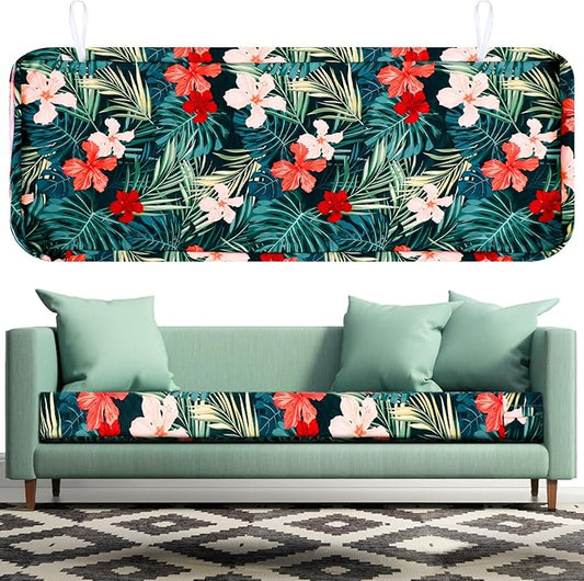 SmoothNovelty Hawaiian Outdoor Patio Bench Cushion Cover, No Insert, Palms Cushion Cover Replacement with Zipper Waterproo...