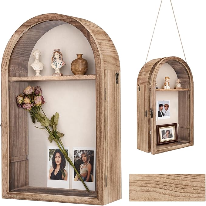 Shadow Box Frame, 10"x16" Shadow Boxes Display Cases with Linen Back and Removable Shelves, Picture Frame Wedding Bouquet ...