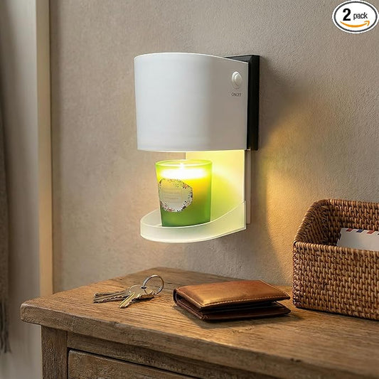 EMINLONA Mini Candle Warmer Lamp,Plug in Wax Melt Warmer for Bathroom Bedroom,Candle Lamp Warmer for Jar Candles,with Two ...