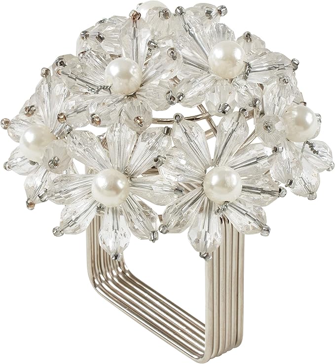Beaded Floral Napkin Rings (Set of 4)