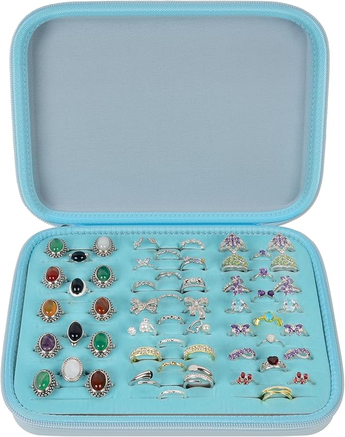 GWCASE Ring Organizer Storage Case - Jewelry Ring Display Collector Box with 42 Slots. Rings Tray Holder Showcase Fits for...