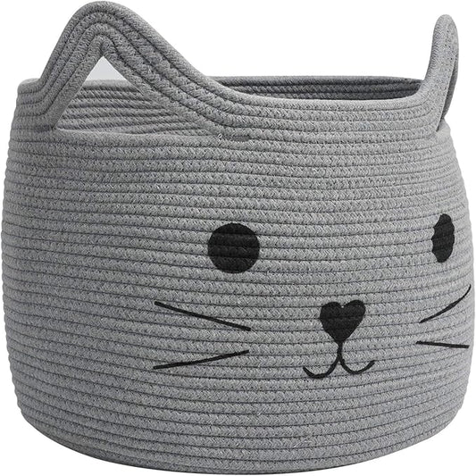 HiChen Large Woven Cotton Rope Storage Basket, Baby Laundry Basket Organizer for Towels, Blanket, Toys, Clothes, Gifts | P...