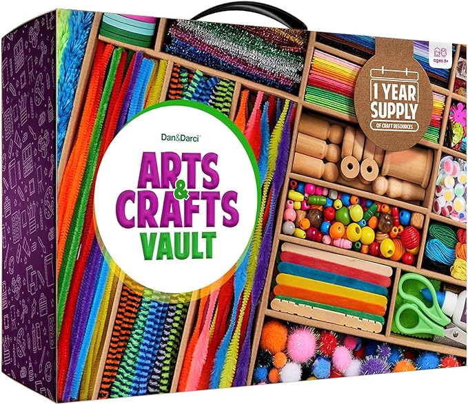 Dan&Darci Arts and Crafts Vault - Craft Supplies Kit in a Box - Easter Gift for Kids Ages 4 5 6 7 8 9 10 11 & 12 Year Old ...