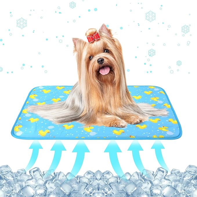 DELIFUR Cat Cooling Mat- Pet Ice Mat Outdoor for Dogs Self Cooling Pad for Kitten Cat Puppy Machine Washable (Medium, Blue...