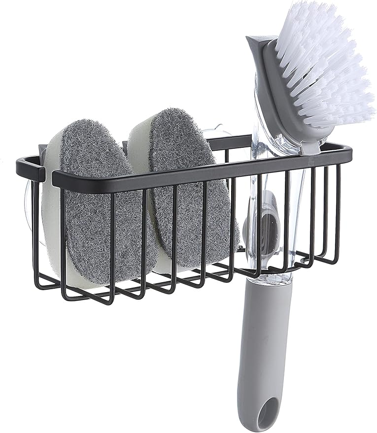 SunnyPoint NeverRust Deluxe Kitchen & Bathroom Sink Sponge Holder Organizer with Adhesive Mount - Additional Suction Cup I...