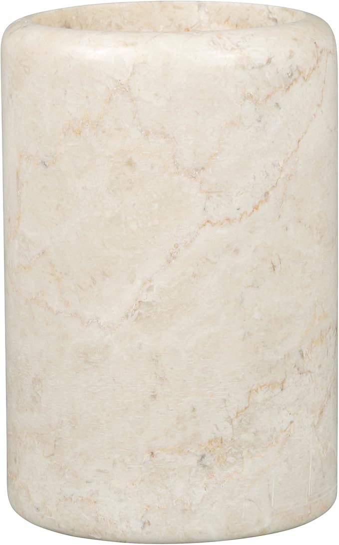 Creative Home Natural Champagne Marble Tumbler Solid Stone Toothbrush Holder Cup Bathroom Vanity Makeup Brush Pen Organize...