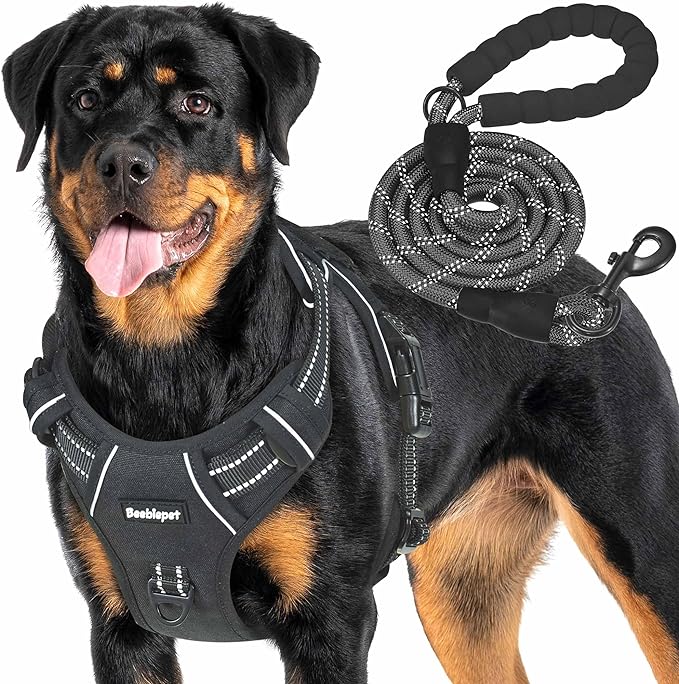 Beebiepet Heavy Duty Tactical Dog Harness for Large Dogs, No Pull Adjustable Pet Harness Reflective Service Training Easy ...
