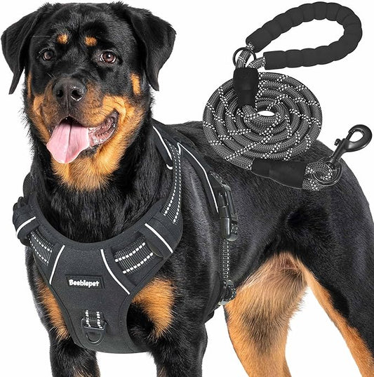 Beebiepet Heavy Duty Tactical Dog Harness for Large Dogs, No Pull Adjustable Pet Harness Reflective Service Training Easy ...