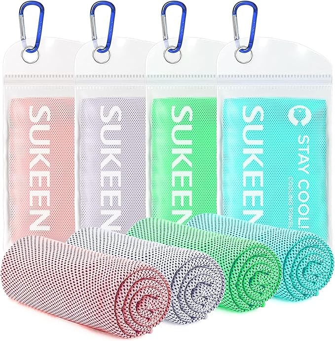 Sukeen 4 Pack Cooling Towel (40"x12") for Sweat, Quick-Drying Cooling Neck Wraps, Soft Breathable Cooling Towels for Neck ...