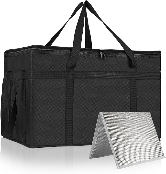 PEASUG XXXL Insulated Bags for Food Delivery with Removable Hard Bottom,Pizza Delivery Bags, Large Capacity Cooler Bag Kee...