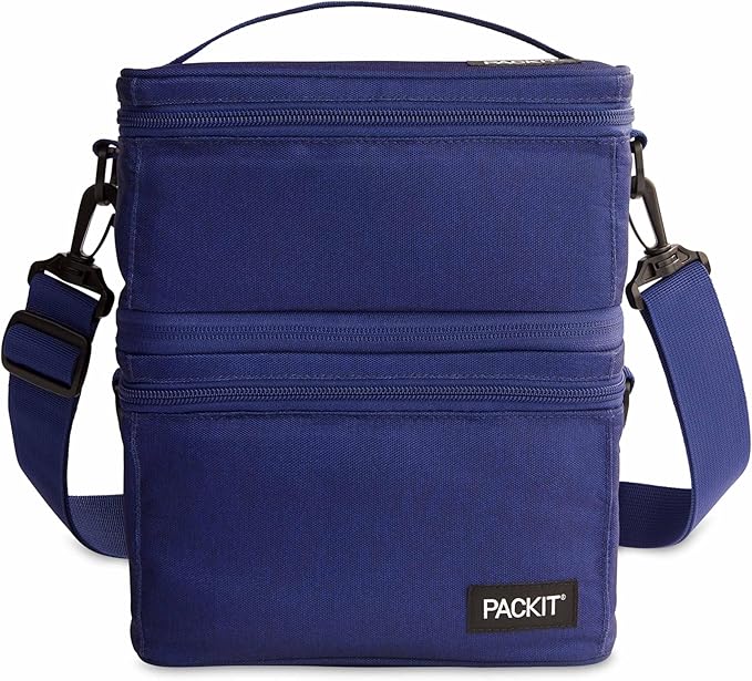 PackIt MOD 3-IN-1 Lunch Box, True Blue, Triple Function System, Insulated and Freezable with EcoFreeze Technology, Removab...