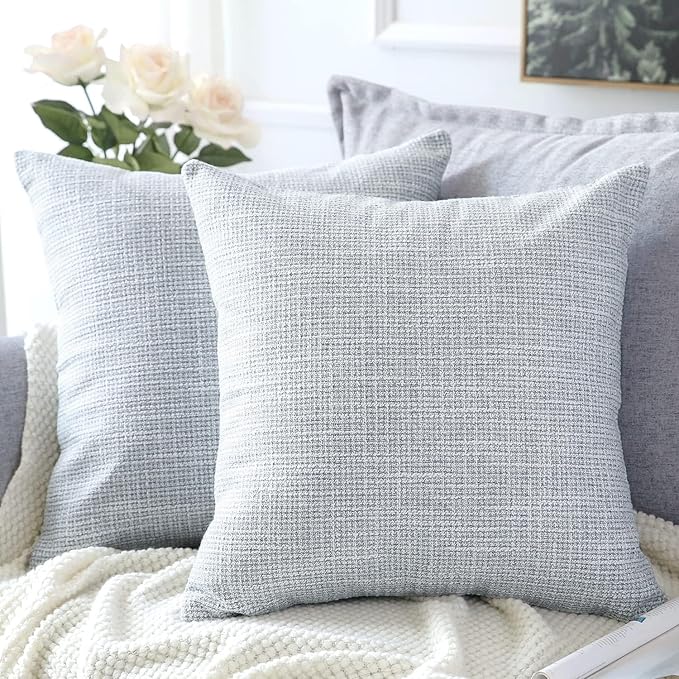 OTOSTAR Linen Throw Pillow Covers Set of 2 Decorative Square Pillowcases Cushion Covers 24x24 Inch for Home Decor Sofa Bed...