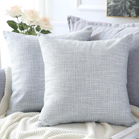 OTOSTAR Linen Throw Pillow Covers Set of 2 Decorative Square Pillowcases Cushion Covers 20x20 Inch for Home Decor Sofa Bed...