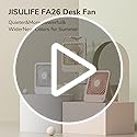 JISULIFE Desk Fan Battery Rechargeable, 4500mAh 180°Foldable Portable Personal Fan, 4 Speeds Adjustable Long Battery-life ...