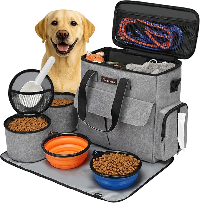 Modoker Dog Travel Bag, Weekend Pet Travel Set for Dog and Cat, Airline Approved Tote Organizer with Multi-Function Pocket...