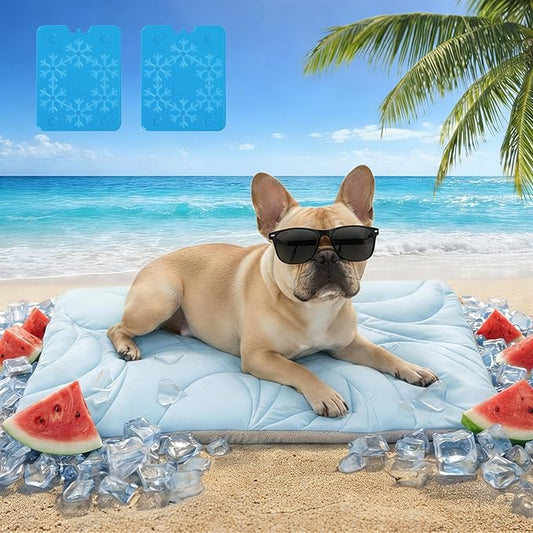 Vagascape Dog Cooling Mat New 5.0 Version Built-in Ice Pack, Long-Lasting Cool 6-8h, 30" x 20" Ultra Thick Soft Vine Patte...