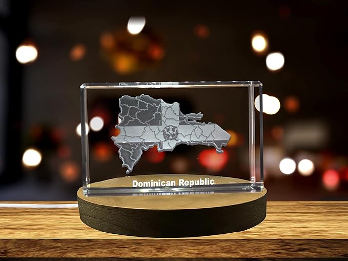 Dominican Republic 3D Engraved Crystal 3D Engraved Crystal Keepsake/Gift/Decor/Collectible/Souvenir (Small)