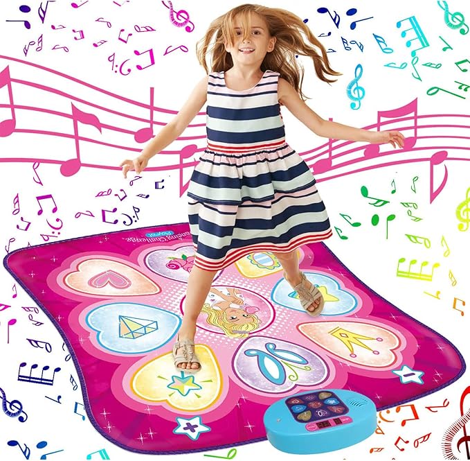 SUNLIN Dance Mat - Rhythm Step Play Mat - Dance Game Toy Pad with LED Lights, Gift for Kids Girls 3-12, Adjustable Volume,...
