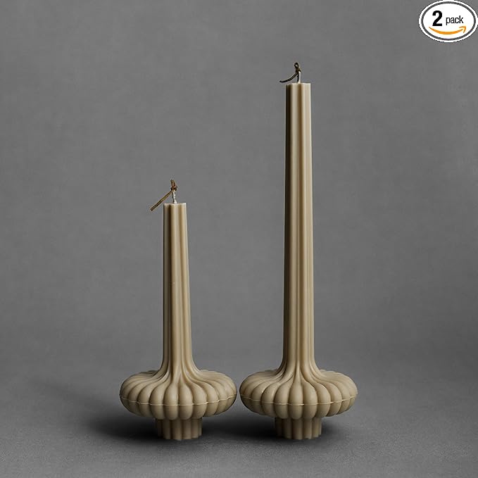 LAWA Set of 2 Pumpkin Base Candle - Beautiful Handmade Pillar Unscented Soy Wax Elegant Aesthetic Vase Candle Housewarming...